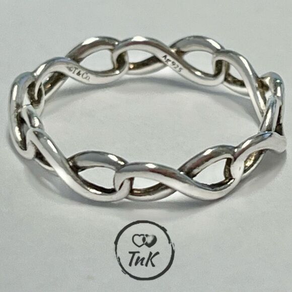 Tiffany & Co. Sterling Silver Narrow Endless Infinity Ring Band Sz 6 - Picture 1 of 16